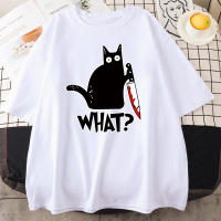 Camiseta De Algodón Para Hombre Killer Black Cat Con Impresión Creativa Y Humor Corta Manga Oversized Vintage Para Todo El Año - details 11