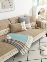 Cubierta De Sofá Lujo Con Bordado De Plumas 1pc Protege Y Mejora El Mueble Elegante Decoración Para Sala De Estar Poliéster 100% Antideslizante - details 7