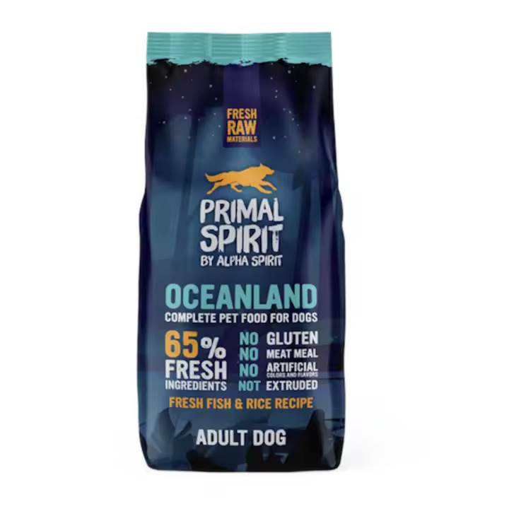 Alpha Spirit Primal 65% Oceanland Alimento 12kg perros Primal Spirit Oceanland es un alimento completo para perros adultos de todas las razas.  Pensando el una alimentación única, natural  accesible a todo el mundo canine - 1