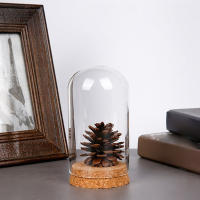 Vaso De Vidrio Con Base De Madera Para Exhibición De Mesas Cubierta Transparente Para Flores Secas Adornos Y Terrarium Estilo Moderno - details 4
