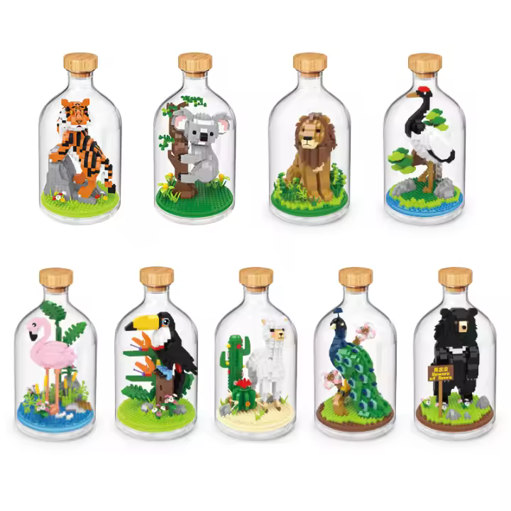 Bloques De Construcción Educativos Para Niños Modelo 3D De Animal Tiger Lion Bear Peacock Koala Juego De Regalo Para Niños - 1
