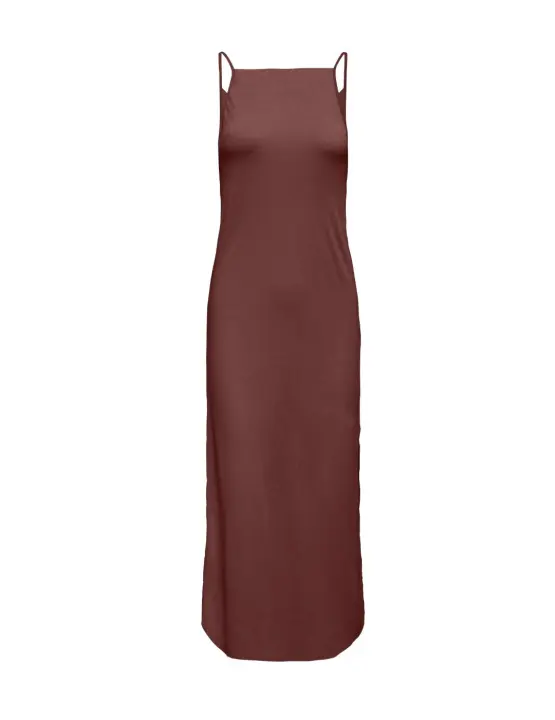 Vestido midi Only Chigo marrón de satén para mujer - 1