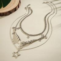 Juego De 3 Collares Pendentivo Estrella Vintage Plateado Para Mujer Joyería Gótica Con Cuentas CCB Y Hebilla OT Aesthetic Regalo - details 6