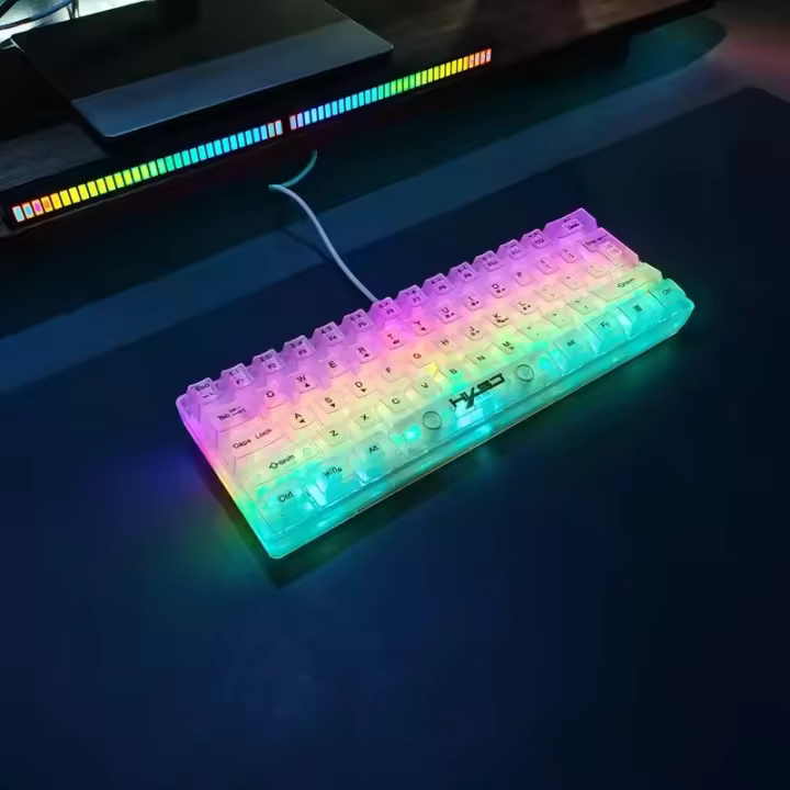 Teclado De Juego HXSJ 60% Con Cable Transparente RGB Backlit Ultra-Compacto Impermeable 61 Teclas Para PC/Mac - 1