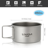 Bol De Titanio Lixada Con Manijas Plegables Contenedor De Alimentos Para Camping Y Senderismo Al Aire Libre Material De Titanio Capacidad 0.4L - details 18