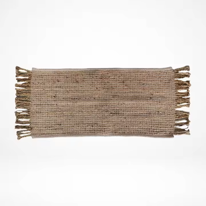 Alfombra Bajada de Cama de Yute Natural Trenzado 45x100 cm con Flecos para Dormitorio o Entrada de la marca Origen - 1