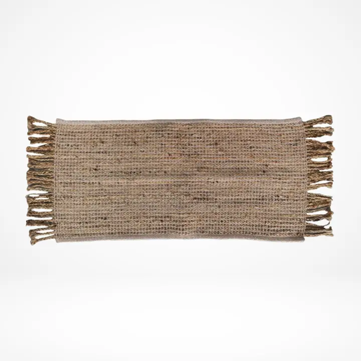 Alfombra Bajada de Cama de Yute Natural Trenzado 45x100 cm con Flecos para Dormitorio o Entrada de la marca Origen - 1