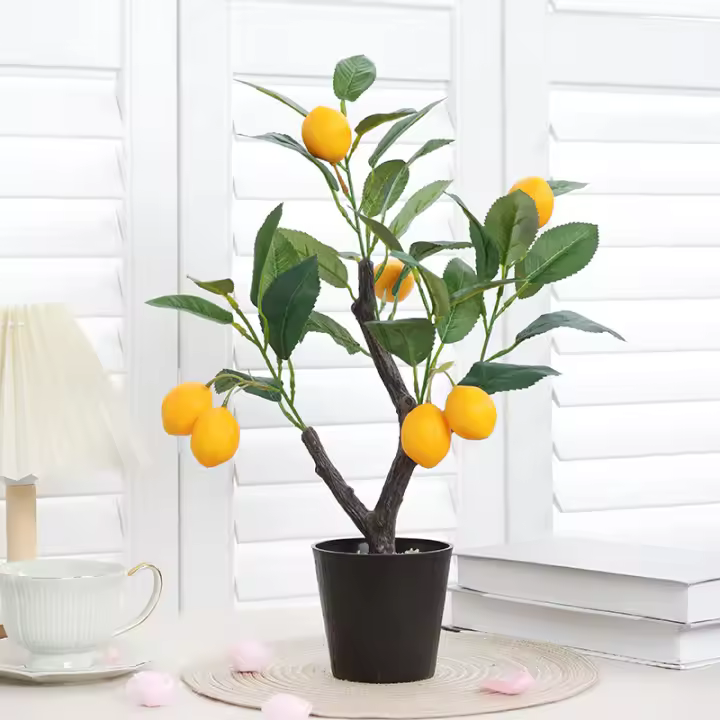 1PCS Arbol De Limón Artificial Bonsái Decoración Para Mesa De Escritorio Restaurante Oficina Exhibición En Interiores - 1