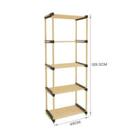 Estantería Modular Slim Multiusos 丨5 Estantes de Madera Natural para Baño, Entrada, Cocina y Oficina丨Organización Ecológica y Compacta丨Estante Resistente para Toallas, Libros, Productos de Limpieza o Decoración丨Tamaño 28 x 49 x 129.5 cm丨Montaje fácil - details 5