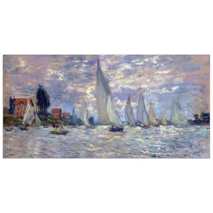 Panel decorativo del museo, listo para colgar. Monet Claude-Les Barques - Cm 140x70 - 1