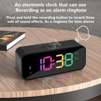 Reloj De Alarma Digital RGB Con Pantalla Grande Y Grabación De Tres Tipos De Sonido Modo Sueño Control Por Voz Moderno Estilo Cuadrado - details 2