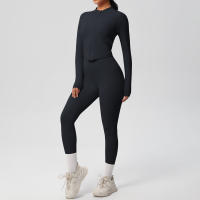 SSITO Traje de Yoga de 2 UDS., Conjunto Deportivo de Gimnasio para Mujer, chándales para correr con Cremallera, ropa Deportiva de entrenamiento, Camisa Deportiva Larga de manga, ropa de Yoga - details 9