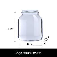 MundoTarros - Tarros de Cristal de 720 ml Ovalados con Tapa de Rosca Hermética de Metal + Ebook de 102 Recetas - Frascos para Conservas, Salsas, Mermelada, Puré - Incluye Etiquetas - details 0