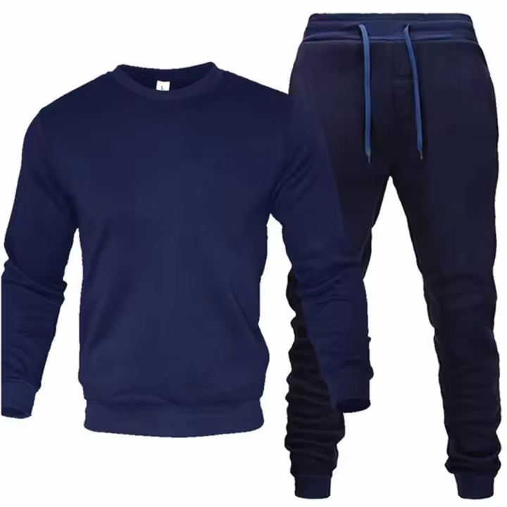  Conjunto Deportivo Para Hombre Con Cuello En O 2 Piezas Sudadera Con Capucha Y Pantalones Con Cierre Elástico Traje De Correr Casual De Poliéster Para Otoño E Invierno - 1