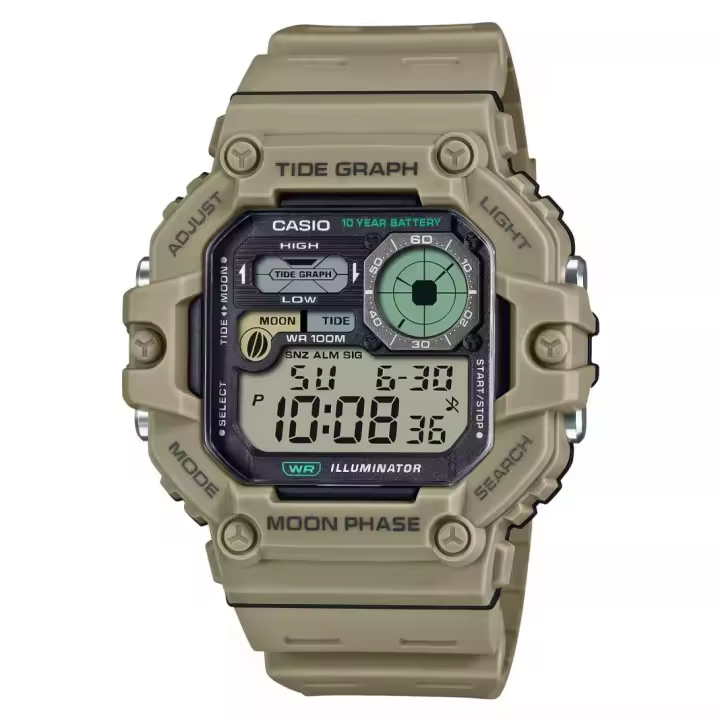 Reloj deportivo hombre Casio WS-1700H-5AV Gráfico de Mareas Fases Lunares 48.6mm 100m WR 10 años batería - 1