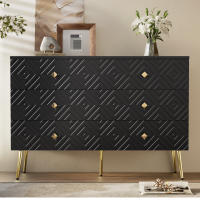 Modern Dormitory de 6 Bolsos-120x40x80cm-Elegant Negro with gold-Pates de metal para la estabilidad - Ideal para dormitorios y salones - details 0
