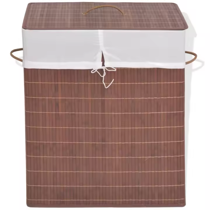 vidaXL Cesto de la ropa de bambú rectangular marrón - 1