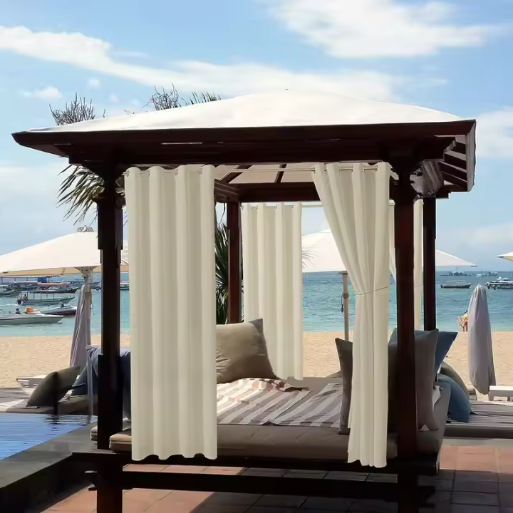 Cortinas para exteriores Jardín Patio Gazebo Cortinas opacas A prueba de viento Protección UV Resistente al moho Cortinas con aislamiento térmico con ojales 52 "x 94" 2 paneles Beige - 1