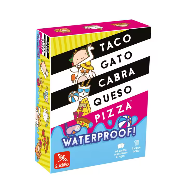 Juego Taco, Gato Waterproof. Con 64 cartas resistentes al agua incluye bolsa (Ludilo 89026) - 1