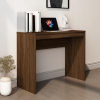 vidaXL Escritorio de madera contrachapada 90x40x72 cm en color Blanco/Blanco brillante/Gris hormigón y más | estructura resistente ideal para salón dormitorio o estudio - details 5
