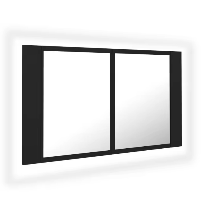 Espejo de baño con Luz LED acrílico Negro 80x12x45 cm - 1