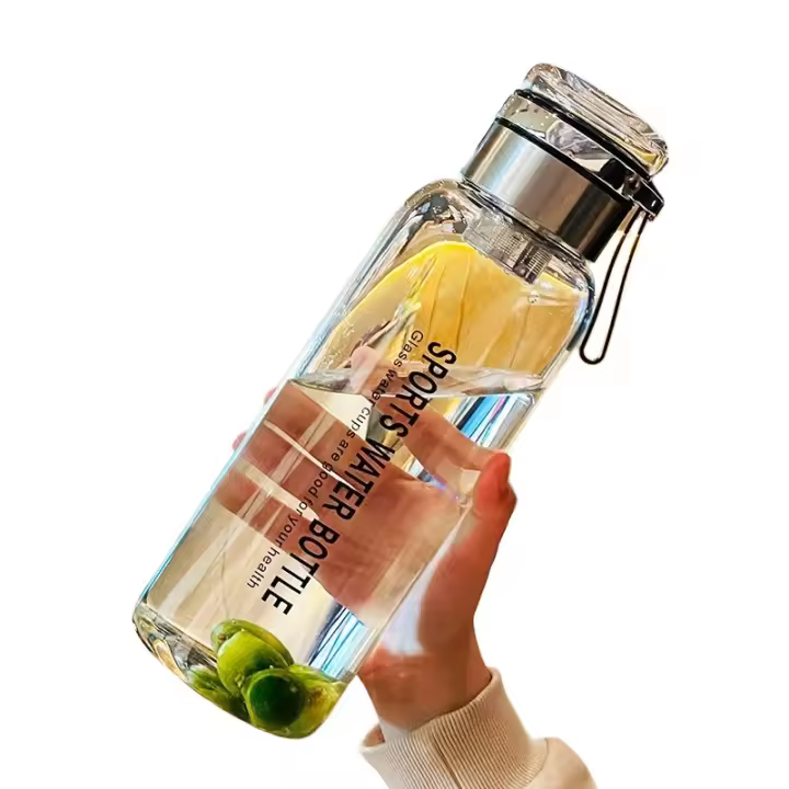 Botella De Agua De Vidrio Grande 1L Portátil Y Antigrado Para Exteriores Con Infusor De Té Translúcida Para Adultos - 1