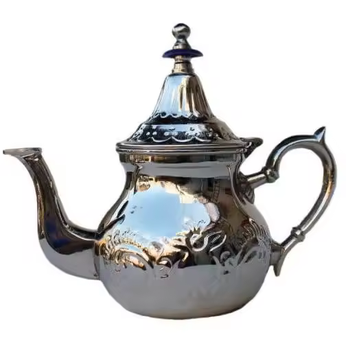 Tetera Árabe de Acero Inoxidable con diseño floral - Ideal para té moruno e infusiones - Disponible en 3 tamaños - 1