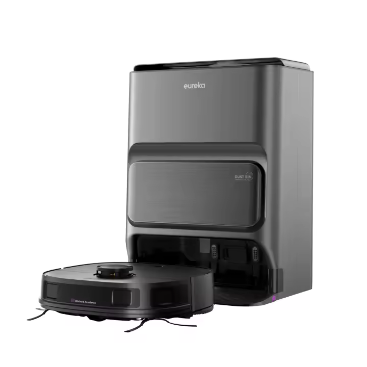 Eureka J12 Ultra Robot Aspiradora Friegasuelos con Estación Automática de Vaciado, Lavado y Secado, Robot Aspirador de 5000 Pa, Mopa Rotativa, Navegación Doble LiDAR, Evitación de Obstáculo 3D IA - Negro - 1