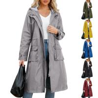 Abrigo De Trench Para Mujer Con Capucha Y Mangas Largas De Color Sólido Estilo Británico Elegante Con Rayas Y Chaqueta Recta Impermeable Para Todas Las Estaciones - details 0