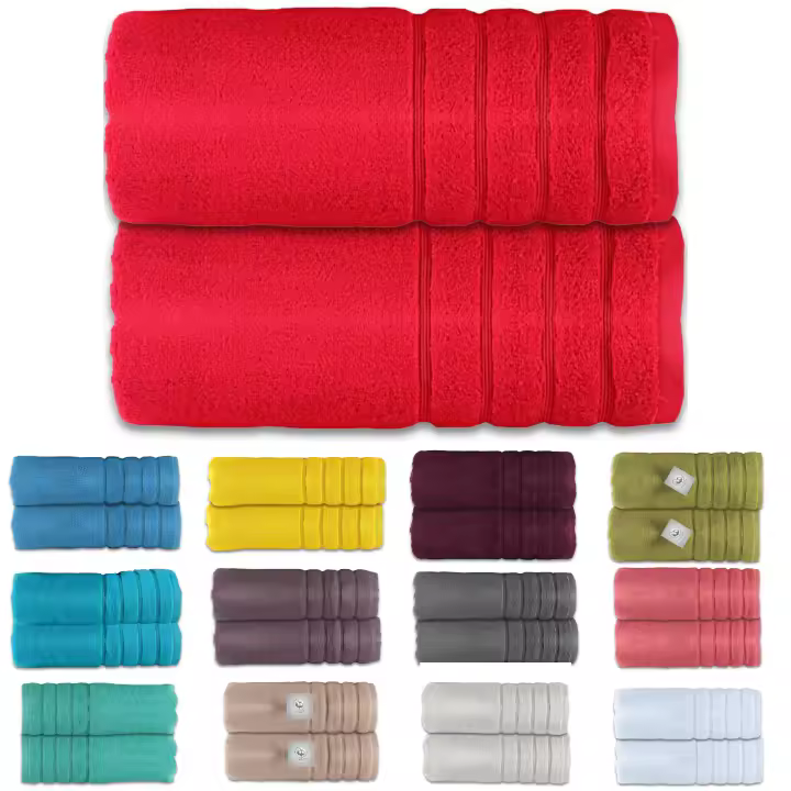 2 Toallas Grandes PREMIUM de Algodón 100% Zero Twist para Baño y Ducha – Toallas de 100x150 cm, Suaves, Super Absorbentes y de Secado Rápido – No encogen Ni Pierden Color (13 Colores diferentes de Toallas de Alta Calidad para Ducha y Lavabo) - 1