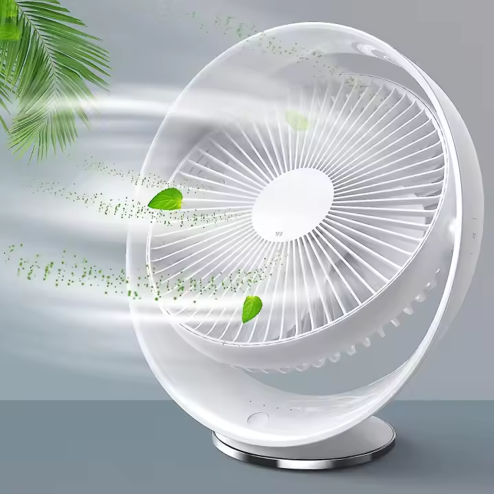 Pequeño VENTILADOR DE Mesa para el hogar/dormitorio/Oficina/al Aire Libre, cable USB incluido Ventilador de escretorio, 8 pulgadas Silencioso USB ventilador 2000mAh Batería recargable 3 velocidades, esritorio - 1