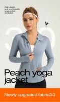 MOV-Chaqueta de fitness empalmada, Bolso elástico transpirable, chaqueta de yoga Deportiva para Corver y Cycling,Chaqueta de ropa de yoga deportiva de carrera, manga larga con cuello alto delgado, ropa de gimnasia deportiva - details 0