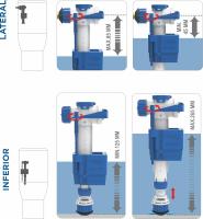 Válvula de llenado de cisterna wc universal Idrospania Duo Compact | Grifo flotador mecanismo de alimentación intercambiable - details 1