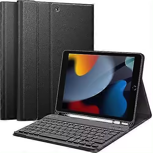 Teclado para iPad 9.a generación 2021/ipad 8.a 2020/ipad 7.a 2019 10.2 pulgadas - Teclado inalámbrico Bluetooth Azerty, cubierta trasera suave con lápiz óptico St - 1