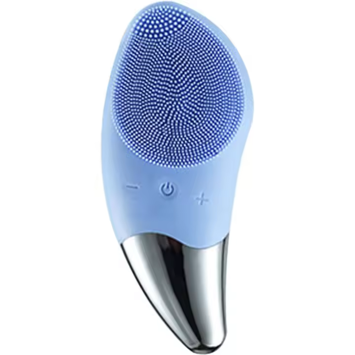 Cepillo de limpieza facial sónico eléctrico, masajeador facial de silicona resistente al agua, recargable, para el cuidado facial antienvejecimiento (azul) - 1