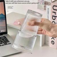Taza De Café De Vidrio JIRO 600ML Con Estampado Rayado Y Palito, Tapa Incluida Para Agua Café Té Claro Utensilios De Cocina - details 8