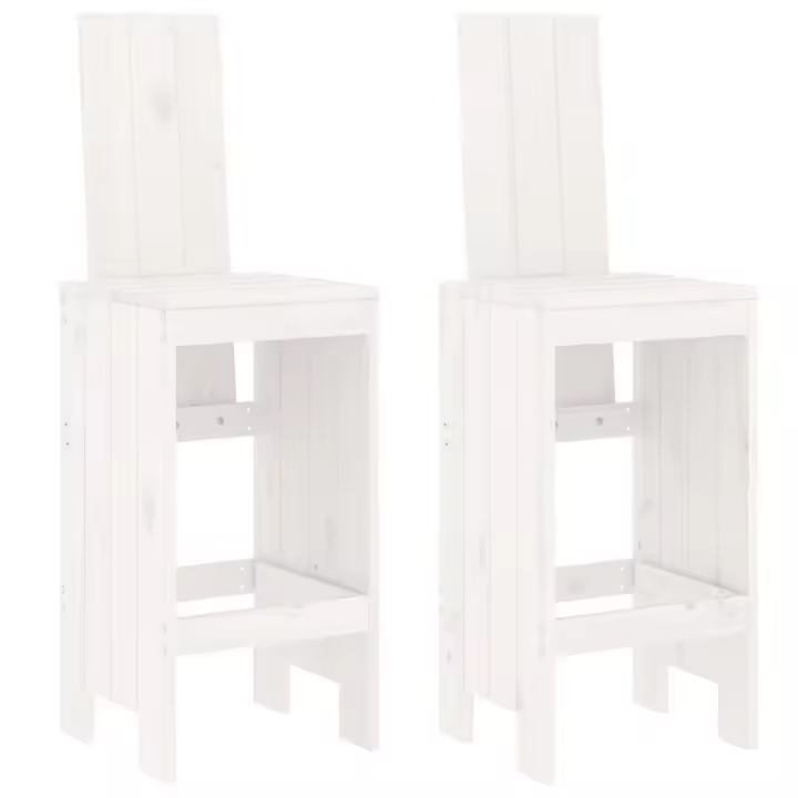 Taburetes de Cocina 2 UDS Madera Maciza Pino Blanco 40x42x120cm - 1
