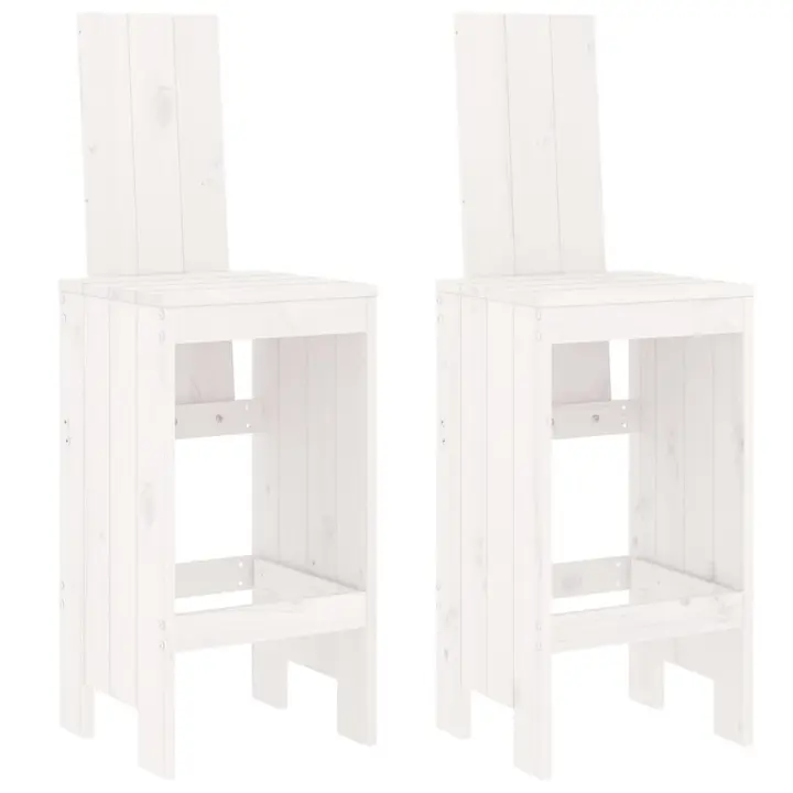 Taburetes de Cocina 2 UDS Madera Maciza Pino Blanco 40x42x120cm - 1
