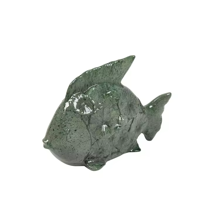 Figura Pez Ceramica Verde 30x24x10 Cm - 1