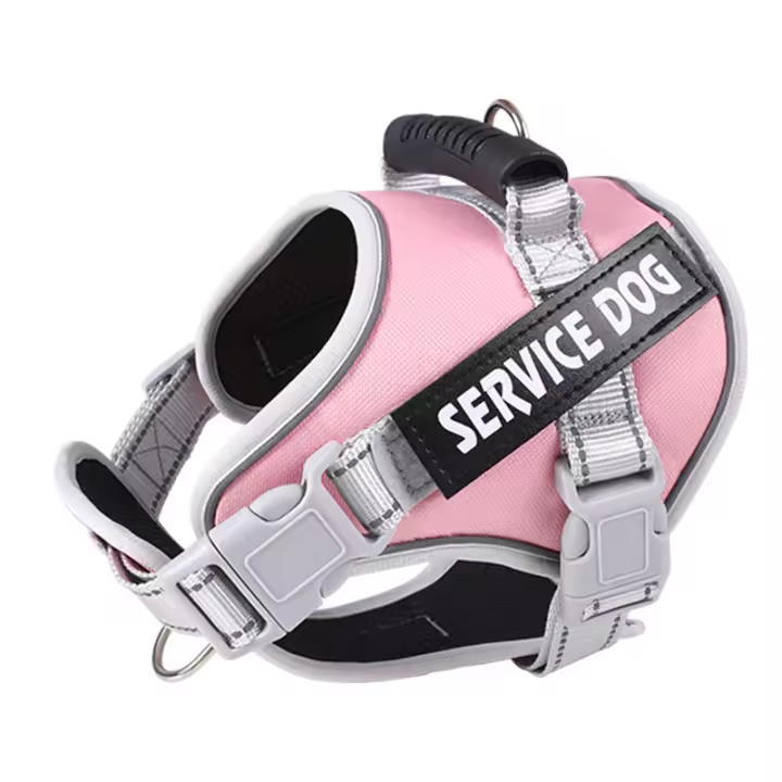 Arnés de pecho para mascotas, arnés de gamuza para perros y gatos, correa reflectante y transpirable para perros (rosa-L) - 1