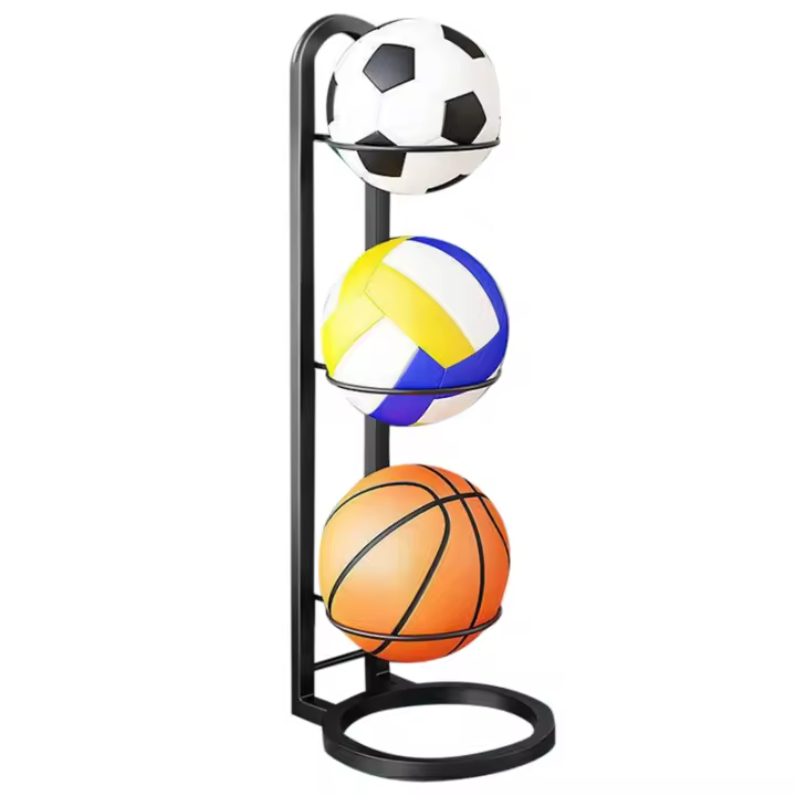 Soporte De Hierro Para Baloncesto Voleibol Fútbol Estante Multi-Nivel Ahorro De Espacio Para Almacenamiento De Bolas Ideal Para Interior Y Exterior - 1