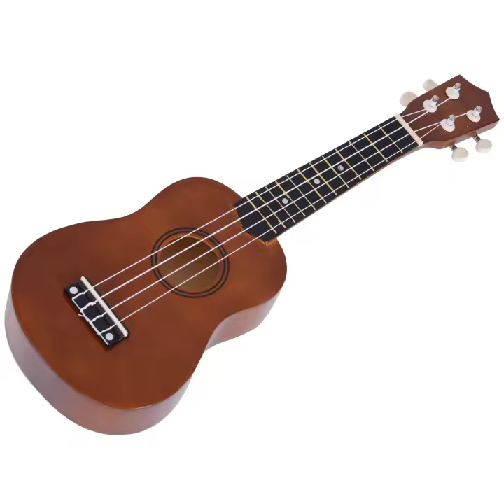 HOMCOM Ukelele 21 Pulgada Ukelele Soprano para Principiantes apto para Concierto y Escuelas Cuerdas de Nylon Material Madera Marrón - 1