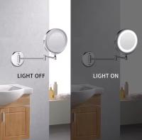 Espejo de baño de brazo plegable montado en la pared con luz LED, aumento de 10X, doble cara, atenuación táctil, Espejos de maquillaje - details 4