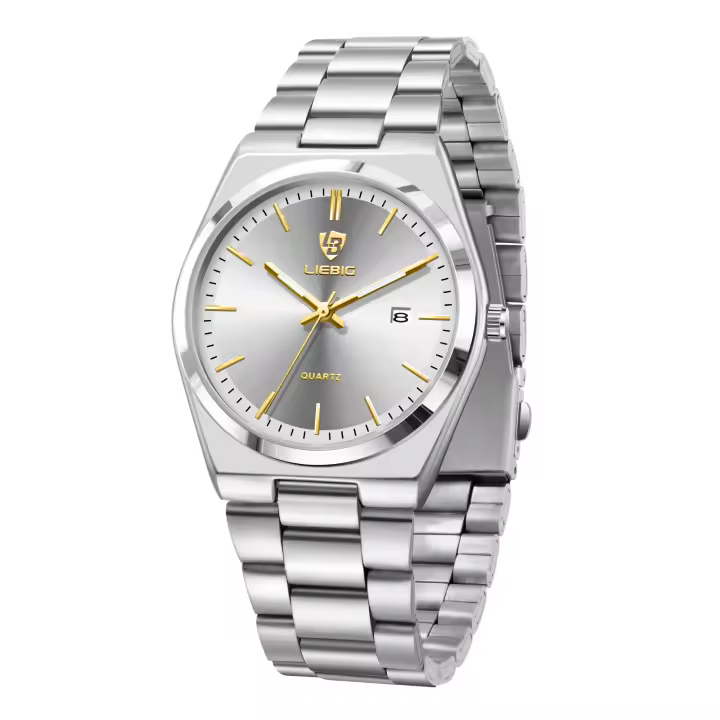 Reloj De Negocios De Lujo Para Hombres Acero Inoxidable 3Bar Impermeable Movimiento Japonés De Cuarzo Calendar Reloj De Pulsera - 1