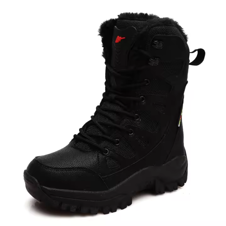 Botas De Nieve Para Hombre Botas De Invierno Impermeables Antideslizantes Con Lazo Alto Top Plush Warm Botas De Trabajo Militar - 1