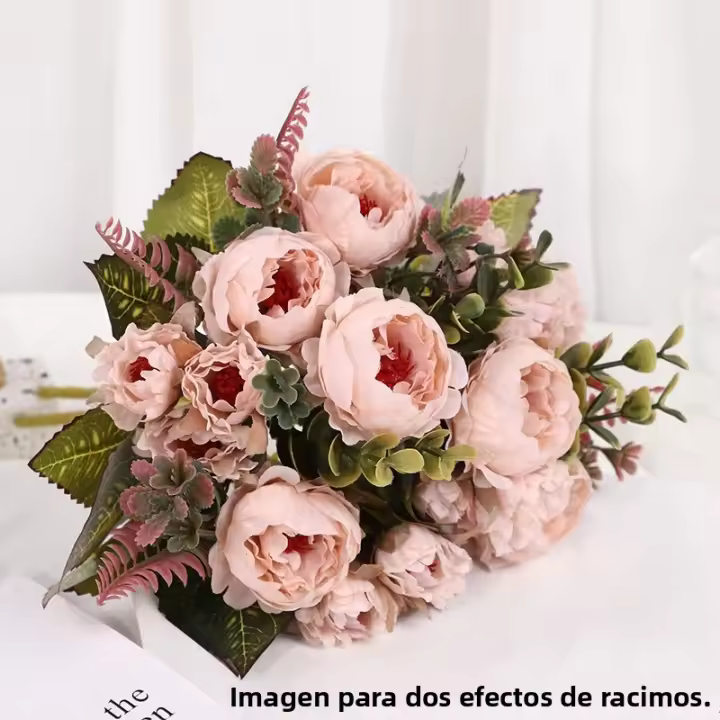 Decorativo Mini Peonía Artificial Para Centro De Mesa Y Boda Bouquet De Flores Sintéticas Vintage Para Exhibición En El Hogar - 1