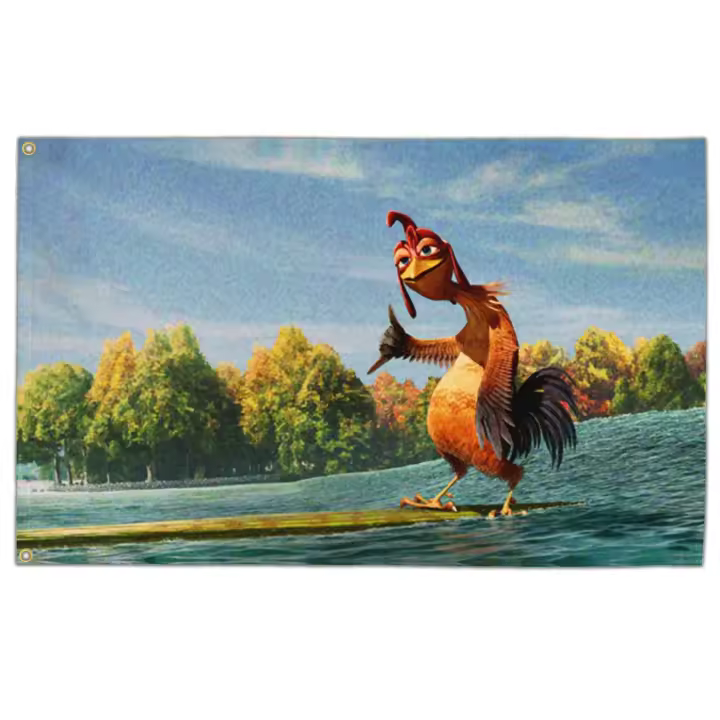 Bandera De Pollo 3x5 Pies Divertida Para Habitación De Colegio Dormitorio Hombres Meme Decoración De Pared De Cueva De Hombre Banner Regalos Con 2G Material Poliéster Estilo Impreso Enganchada En 2 Broches De Latón - 1