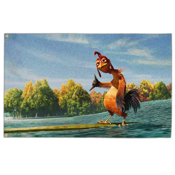Bandera De Pollo 3x5 Pies Divertida Para Habitación De Colegio Dormitorio Hombres Meme Decoración De Pared De Cueva De Hombre Banner Regalos Con 2G Material Poliéster Estilo Impreso Enganchada En 2 Broches De Latón - 1