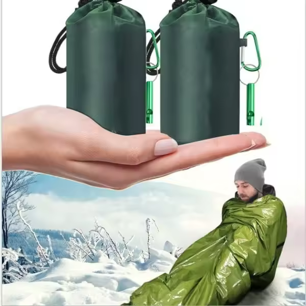 Emergency Sleeping Bag with Paracord, Ultralight Waterproof Thermal Survival Blanket for Camping, Hiking - 1