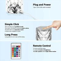 Lámpara de mesa LED de cristal con Control remoto táctil,  16 Colores, Lámpara LED Acrílico de Diamante Táctil, 4 Modos de Luz, Recargable con Control Remoto.decoración colorida para armario de dormitorio, decoración de escritorio - details 4